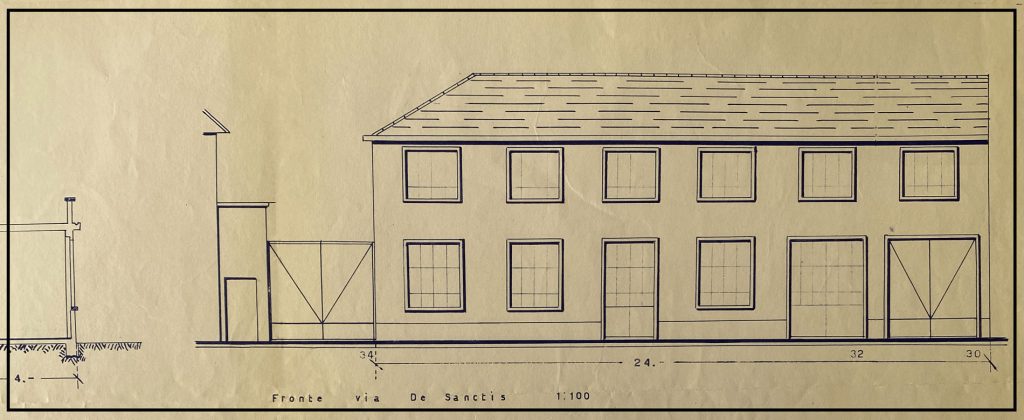 Spazio Stadera disegno degli anni '40 dell'edificio a fianco del civico 34 di Via De Sanctis.